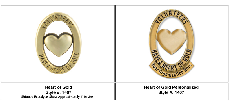 Volunteer Lapel Pins "Heart of Gold"